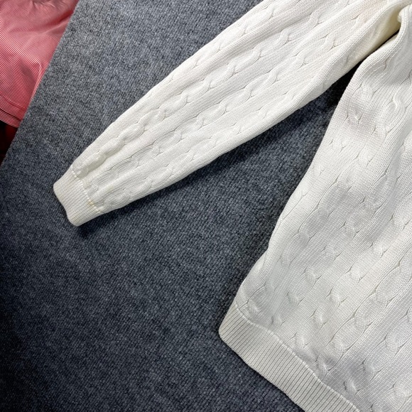 LRL Ralph Lauren Active Cable-Knit Cardigan Women's Ivory Button Sweater - XL - Picture 11 of 13